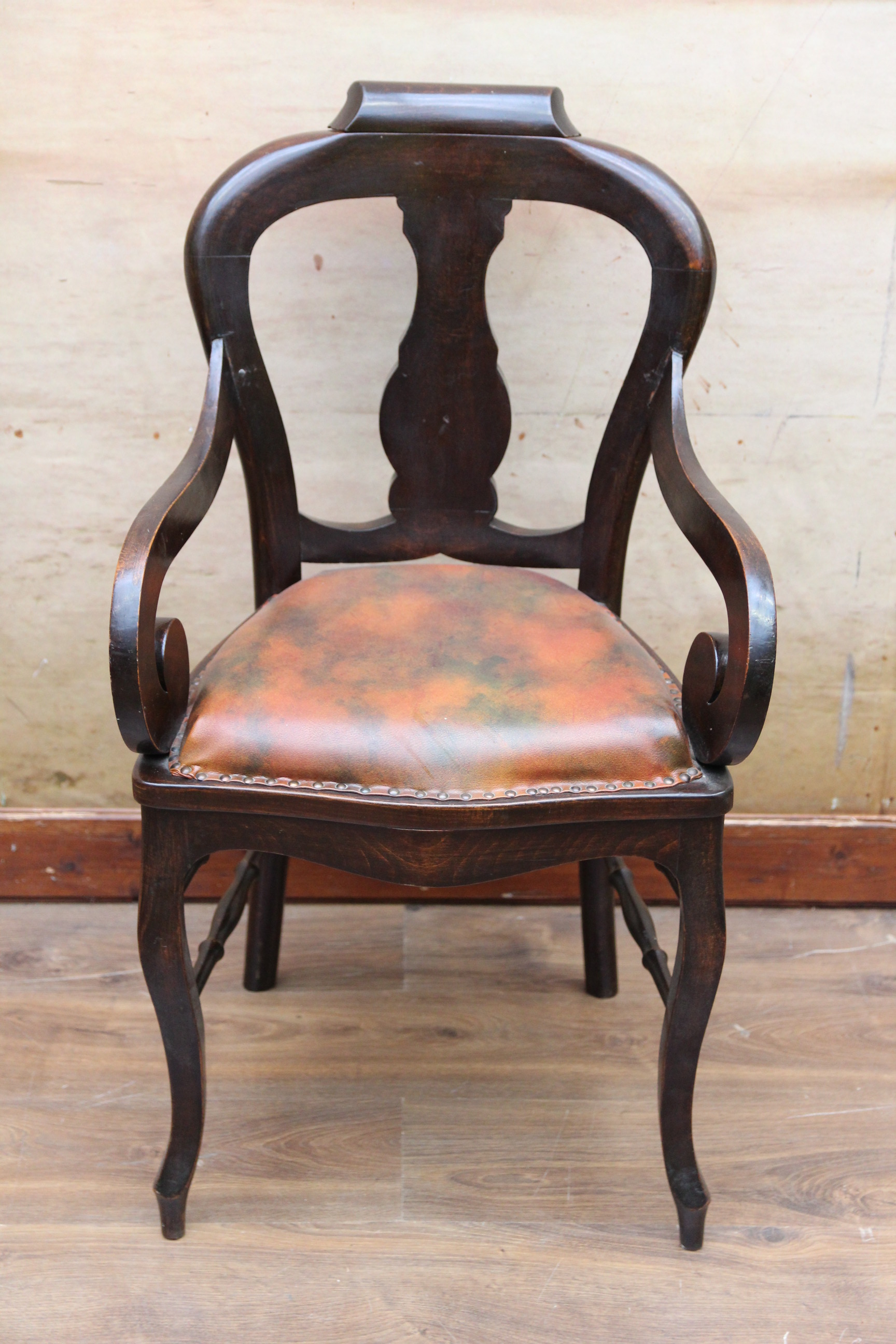 Jugendstil Armlehner Stuhl - Bürosessel mit Kopfstütze